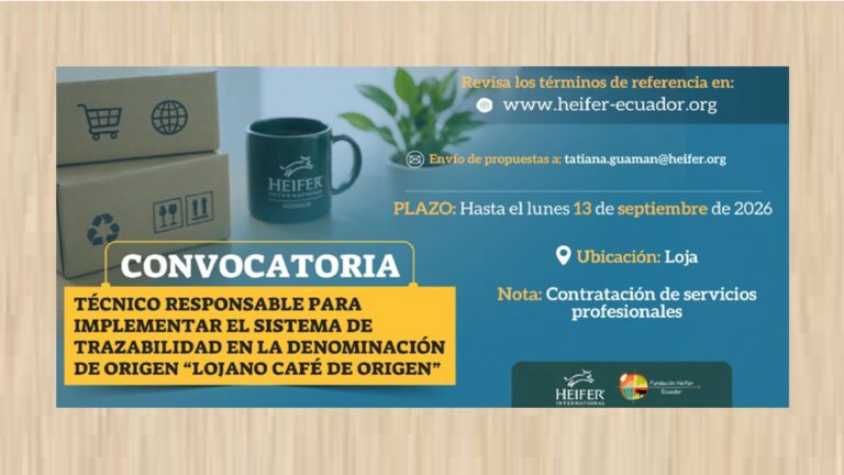 Contratación de técnico responsable para implementar el sistema de trazabilidad en la Denominación de Origen “Lojano Café de Origen